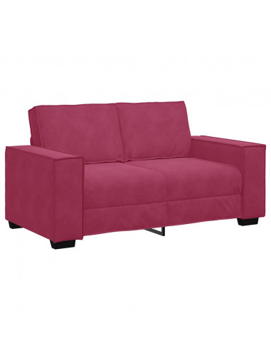 Set di Divani 2 pz con Cuscini Rosso Vino in Velluto