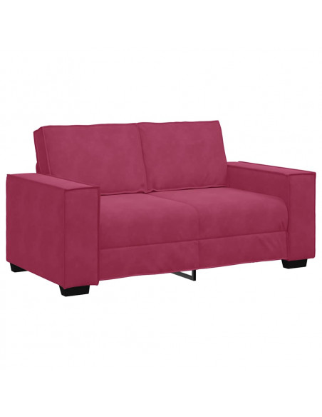 Set di Divani 2 pz con Cuscini Rosso Vino in Velluto