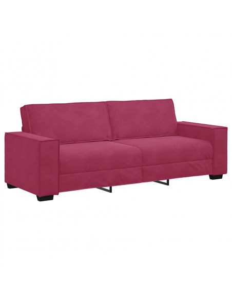 Set di Divani 2 pz con Cuscini Rosso Vino in Velluto