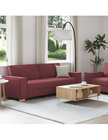 Set di Divani 2 pz con Cuscini Rosso Vino in Tessuto
