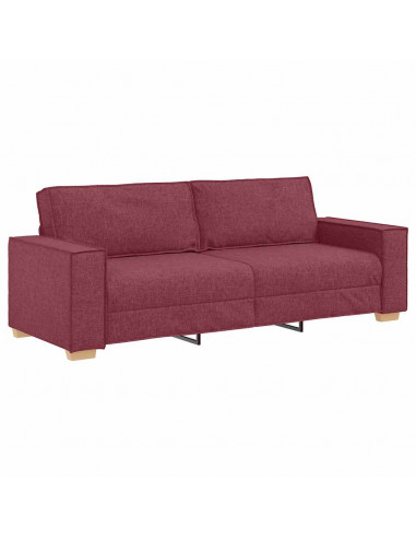 Set di Divani 2 pz con Cuscini Rosso Vino in Tessuto