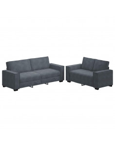 Set di Divani 2 pz con Cuscini Grigio Scuro in Velluto 2