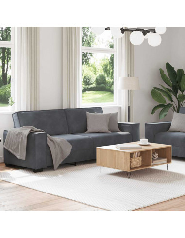 Set di Divani 2 pz con Cuscini Grigio Scuro in Velluto