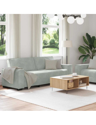 Set di Divani 2 pz con Cuscini Grigio Chiaro in Velluto