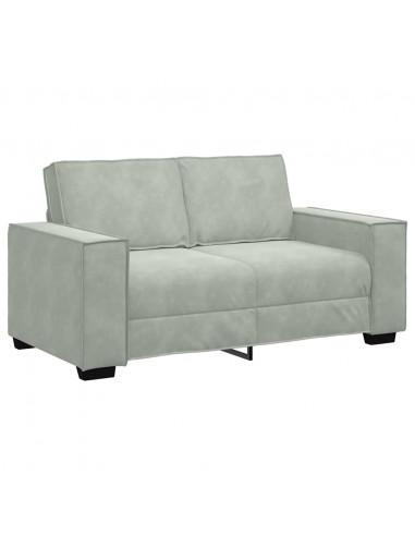 Set di Divani 2 pz con Cuscini Grigio Chiaro in Velluto