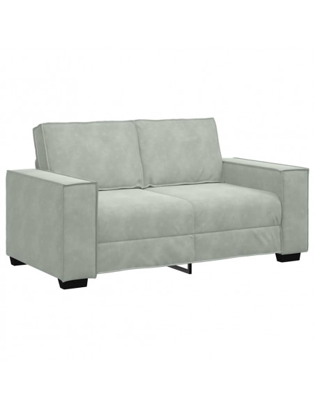 Set di Divani 2 pz con Cuscini Grigio Chiaro in Velluto