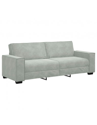 Set di Divani 2 pz con Cuscini Grigio Chiaro in Velluto