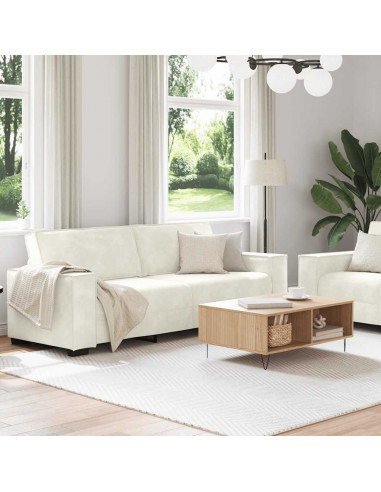 Set di Divani 2 pz con Cuscini Crema in Velluto