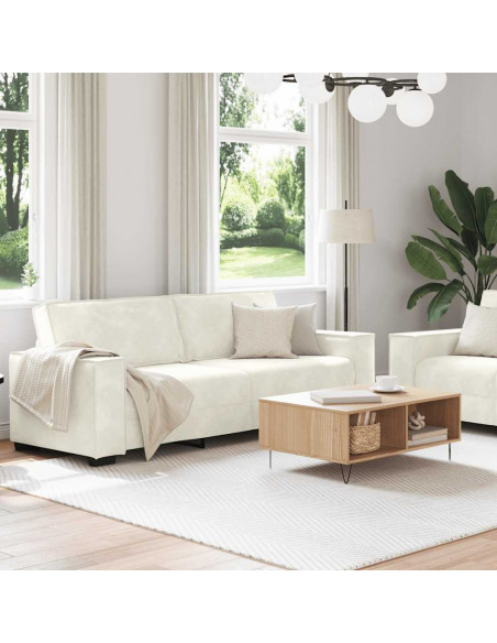 Set di Divani 2 pz con Cuscini Crema in Velluto