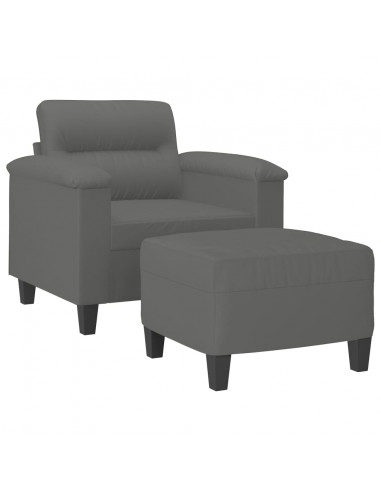 Poltrona con Poggiapiedi Grigio Scuro 60 cm Tessuto Microfibra