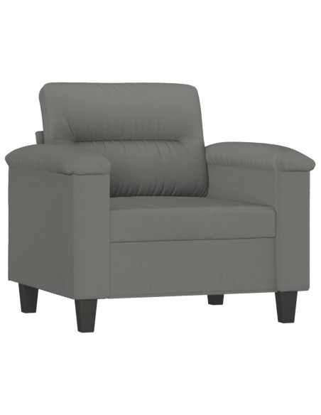 Poltrona con Poggiapiedi Grigio Scuro 60 cm Tessuto Microfibra