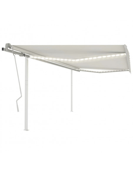 Tenda da Sole Retrattile Manuale con LED 4,5x3 m Crema