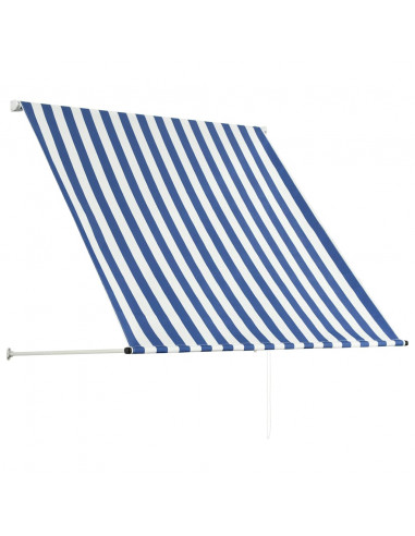 Tenda da Sole Retrattile 150x150 cm Blu e Bianco