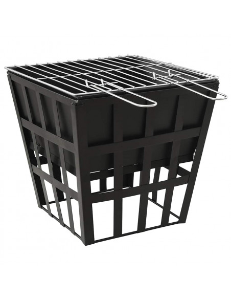 Braciere e Barbecue 2 in 1 34x34x48 cm in Acciaio