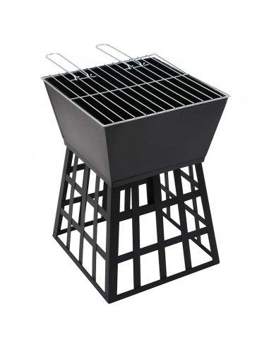 Braciere e Barbecue 2 in 1 34x34x48 cm in Acciaio