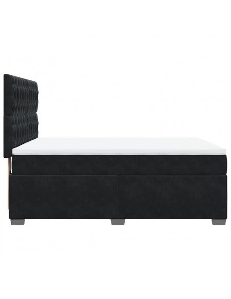 Giroletto a Molle con Materasso Nero 140x200 cm in Velluto