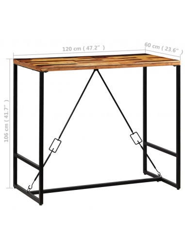 Tavolino da Bar in Legno Massello di Recupero 120x60x106cm