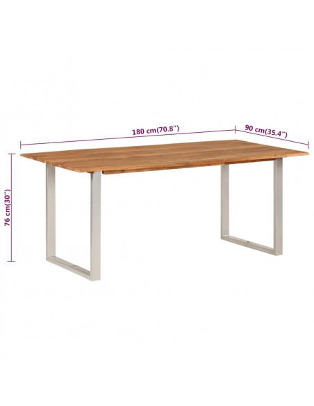 Tavolo da Pranzo 180x90x76 cm in Legno Massello di Acacia