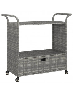 Carrello da Bar con Cassetto Grigio 100x45x97 cm in Polyrattan 2