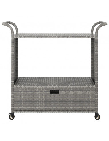 Carrello da Bar con Cassetto Grigio 100x45x97 cm in Polyrattan
