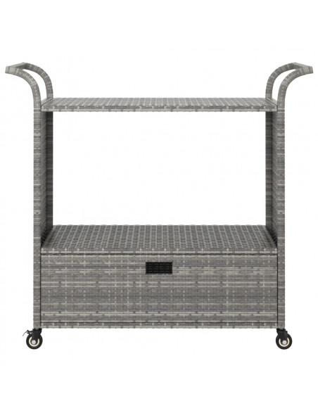 Carrello da Bar con Cassetto Grigio 100x45x97 cm in Polyrattan