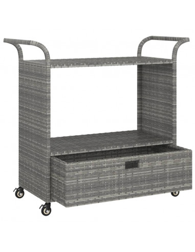 Carrello da Bar con Cassetto Grigio 100x45x97 cm in Polyrattan