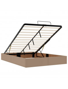 Pouf Letto con Materassi e LED Cappuccino 140x200cm Similpelle