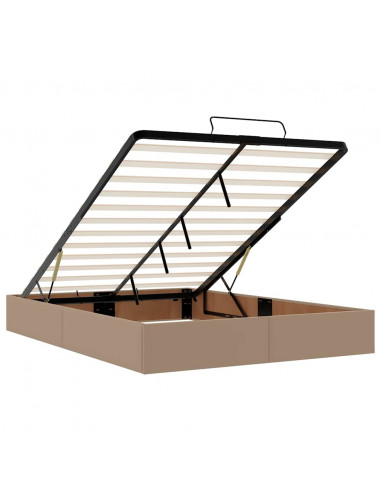 Pouf Letto con Materassi e LED Cappuccino 140x200cm Similpelle