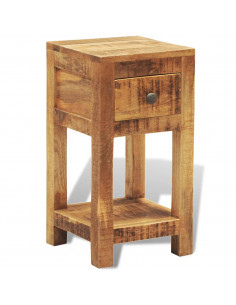 Comodino con 1 Cassetto in Legno Massello di Mango