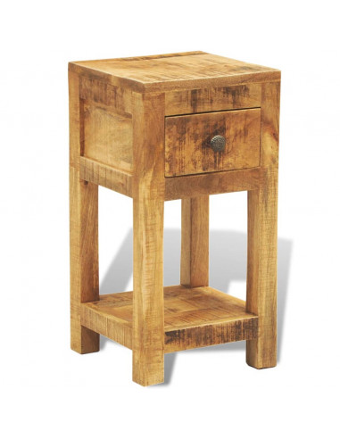 Comodino con 1 Cassetto in Legno Massello di Mango