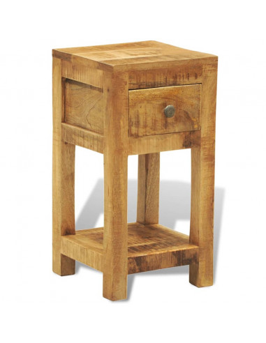 Comodino con 1 Cassetto in Legno Massello di Mango