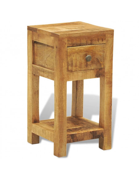 Comodino con 1 Cassetto in Legno Massello di Mango