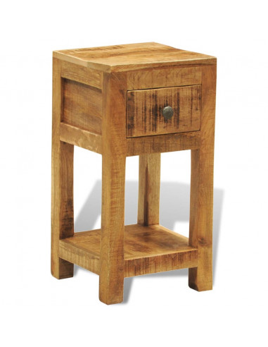 Comodino con 1 Cassetto in Legno Massello di Mango