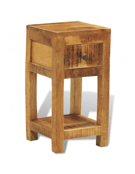 Comodino con 1 Cassetto in Legno Massello di Mango