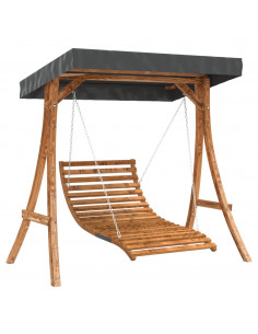 Letto a Dondolo con Tetto Massello di Abete Finitura in Teak