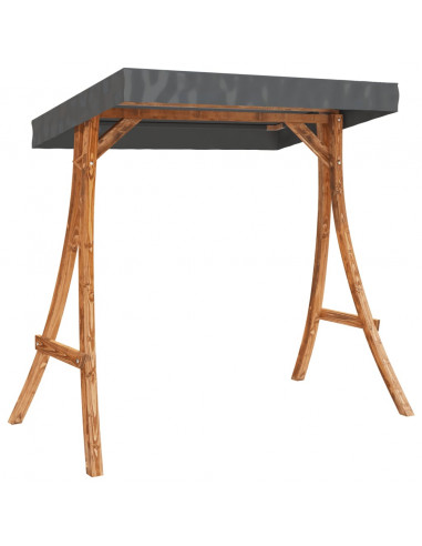 Letto a Dondolo con Tetto Massello di Abete Finitura in Teak