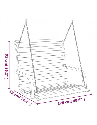 Panca a Dondolo in Legno Ricurvo Finitura Teak 126x63x92 cm