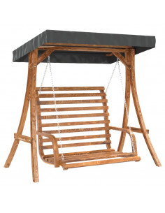 Panca a Dondolo con Tetto Massello di Abete Finitura in Teak