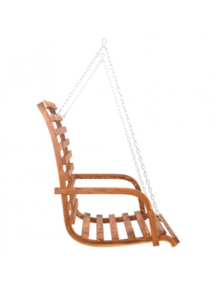 Panca a Dondolo con Tetto Massello di Abete Finitura in Teak