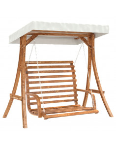 Panca a Dondolo con Tetto Massello di Abete Finitura in Teak