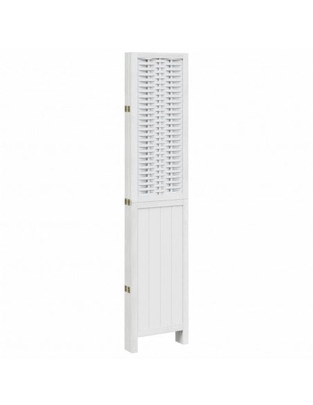 Divisorio Ambienti 5Pannelli Bianco Legno Massello di Paulownia