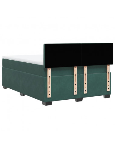 Giroletto a Molle con Materasso Verde Scuro 140x190 cm Velluto