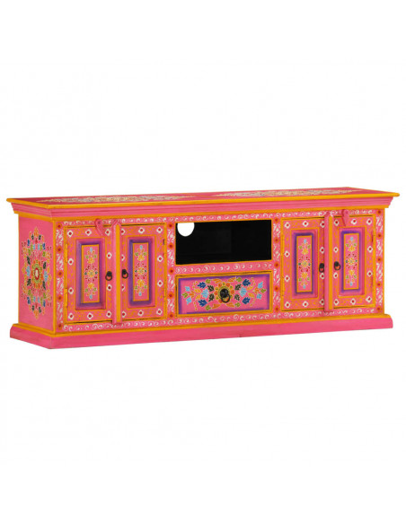 Mobile Porta TV Rosa 110x30x40 cm in Legno Massello di Mango