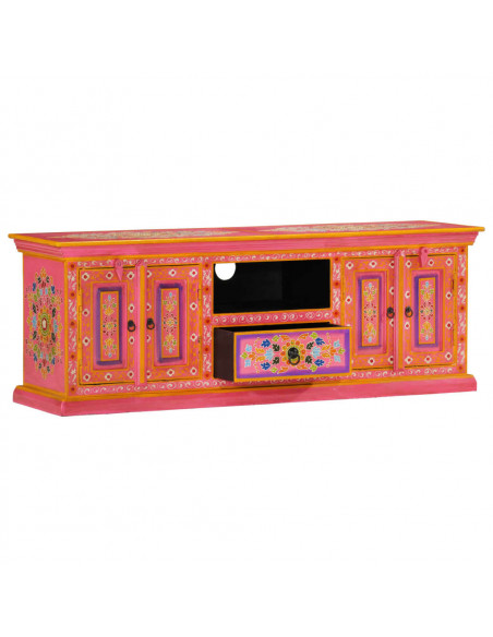 Mobile Porta TV Rosa 110x30x40 cm in Legno Massello di Mango