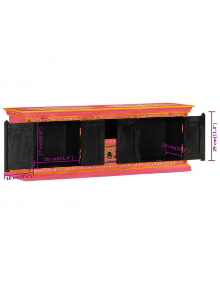 Mobile Porta TV Rosa 110x30x40 cm in Legno Massello di Mango
