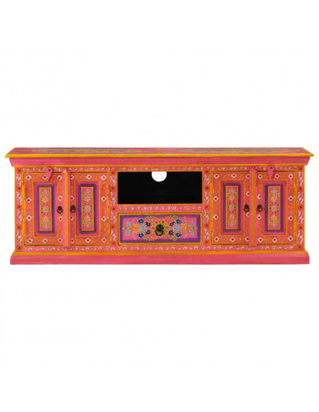 Mobile Porta TV Rosa 110x30x40 cm in Legno Massello di Mango