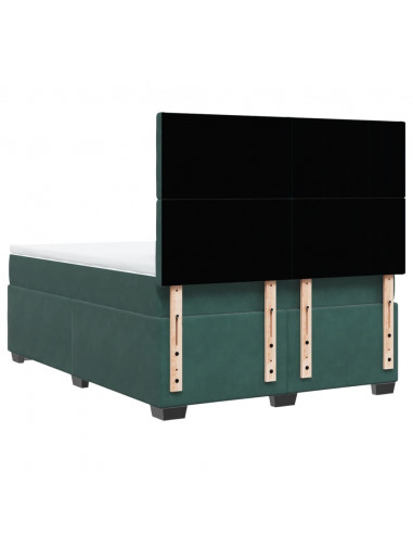 Giroletto a Molle con Materasso Verde Scuro 140x190 cm Velluto