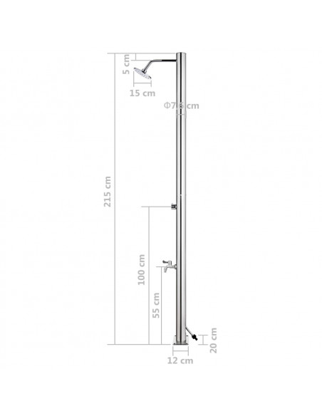 Doccia da Giardino 215 cm in Acciaio Inossidabile