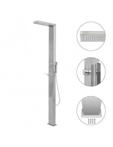 Doccia da Giardino in Acciaio Inox Quadrata
