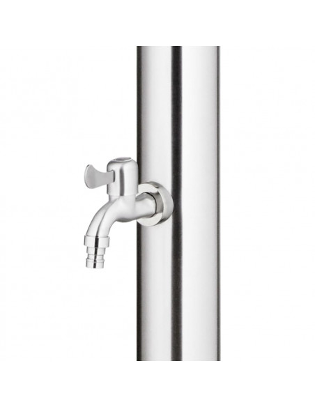 Doccia da Giardino con Base Grigia 220 cm in Acciaio Inox